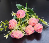 Buchet Decorativ cu Bujori Roz Pastel – Flori Artificiale din Material Textil